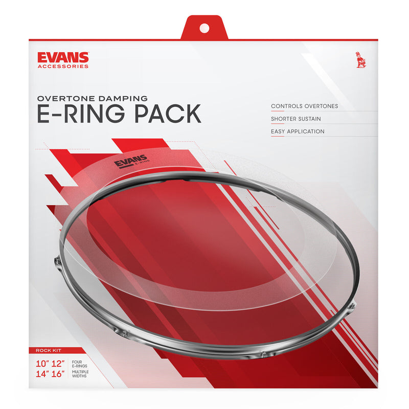 E-Ring By Evans 'Rock Pack'  10" 12" 14" 16" External Overtone Control Rings.