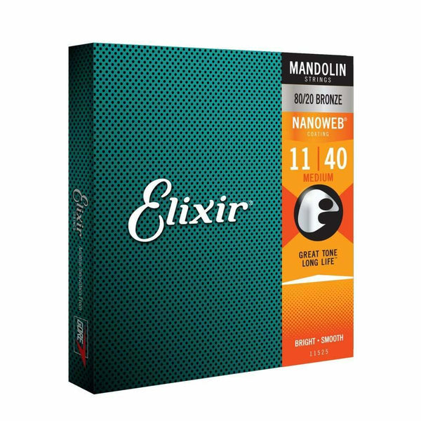 Elixir 11525 Nanoweb Mandolin Loop End Strings Medium 11 - 40