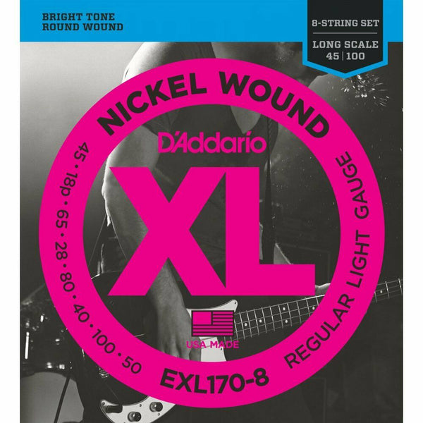 D'ADDARIO EXL170-8 Nickel Would 018-100 8-String Bass Strings - Long Scale