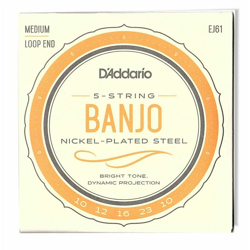 3 x SETS EJ61 5-String Banjo, Nickel Wound, Loop End, 10-23 Medium