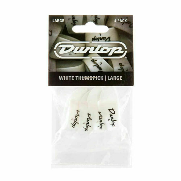 Dunlop 9003P Thumb pick, Large, White Plastic, 4 Pack