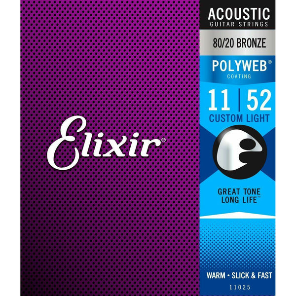 Elixir 11025 Bronze Polyweb Acoustic Strings Custom Light 11-52