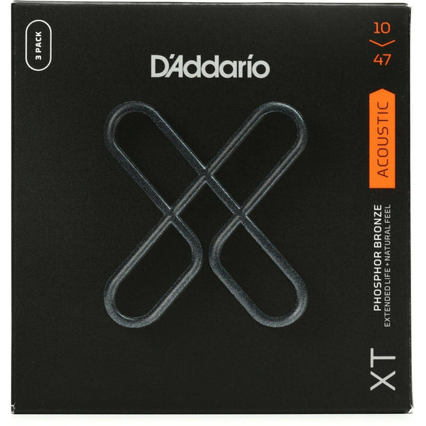 3 Pack D'Addario XTAPB1047 Acoustic Strings, Phosphor Bronze Ex Light 10-47