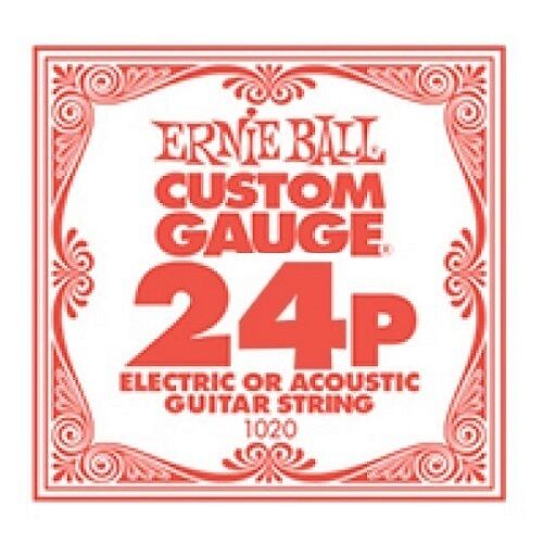 Ernie Ball .024P Custom Gauge Guitar Single Strings Electric or Acoustic Pack 6