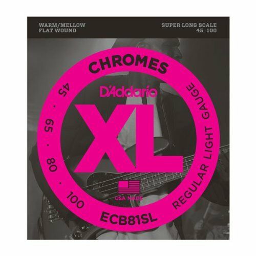 Flatwound Bass Strings D'Addario ECB81SL Super Long  Chromes 45-100