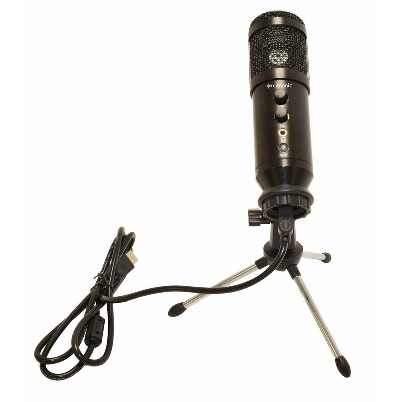 Citronic USB Podcast Mic WithTripod Stand,Pop Filter,USB Cable + Thread Adaptor