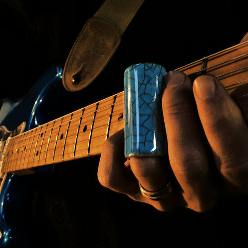 Ceramic Guitar Slide Handmade In The Glastonbury Star Singer Blue Large Lagoon