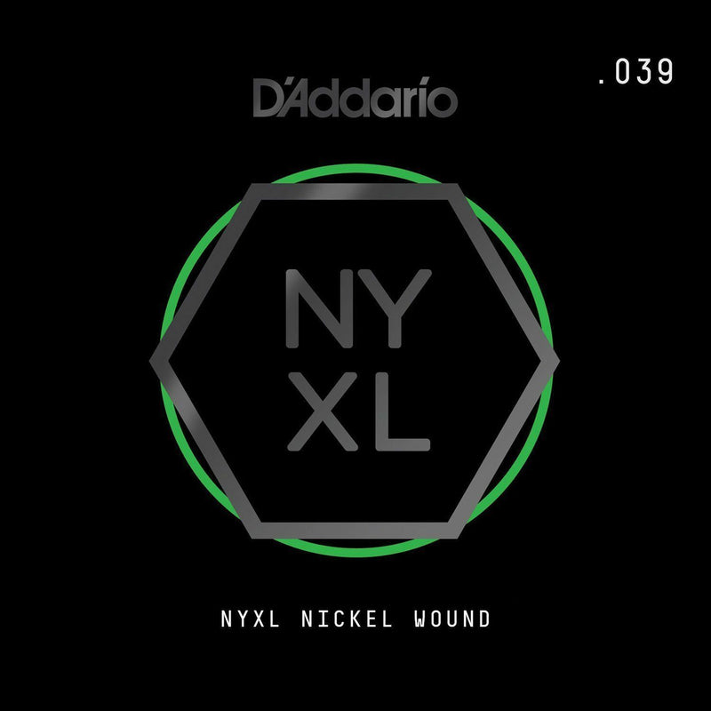 D'Addario NYNW039 NYXL Nickel Wound Electric Guitar Single String, X 2 Strings