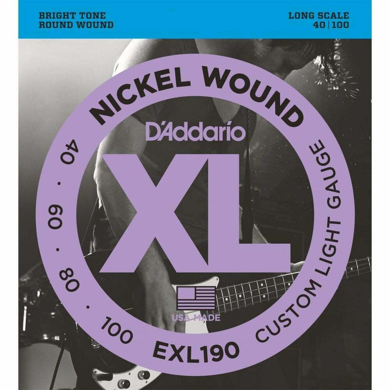 D'Addario EXL190 Long Scale Nickel Wound Bass Guitar Strings 40 - 100