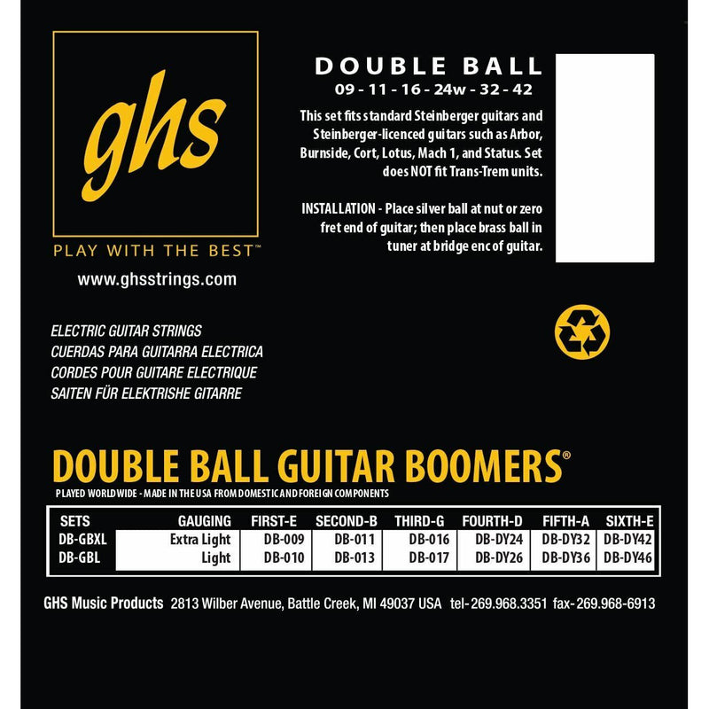 Double Ball End Guitar Strings By GHS, Boomers DB-GBL Nickel Plated Steel 10/46