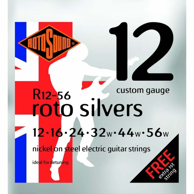 Rotosound Roto Silvers 12-56 Nickel Electric Guitar Strings, UK Made!