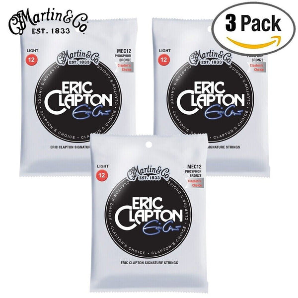 Eric Clapton's Choice 3 Pack, Martin Acoustic String MEC12 Phosphor Bronze Light
