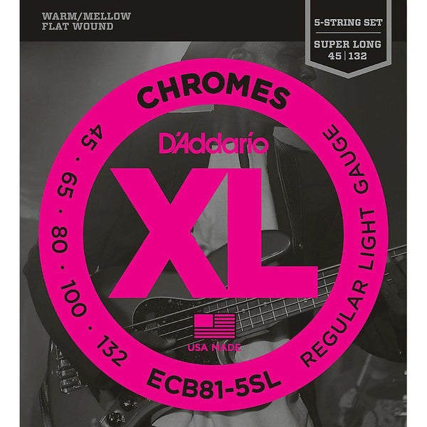 D'Addario ECB81-5 SL Chromes Regular Light 045-.132 5-String Bass Guitar Strings