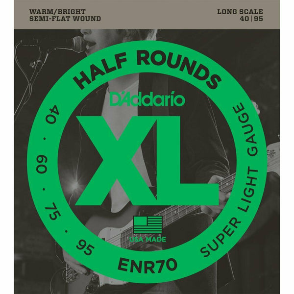 D'Addario ENR70 Half Round Bass Strings 40-95 Pure Nickel