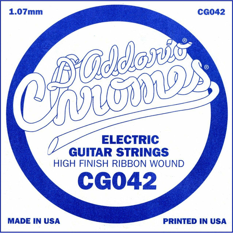 D'Addario CG042 Chrome Flatwound Electric Guitar Single Strings Gauge 042 5 Pack