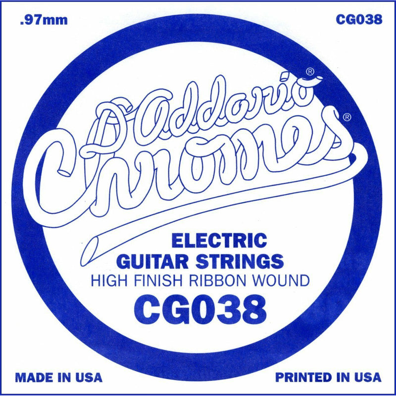 D'Addario CG038 Chrome Flatwound Electric Guitar Single Strings Gauge 038 5 Pack