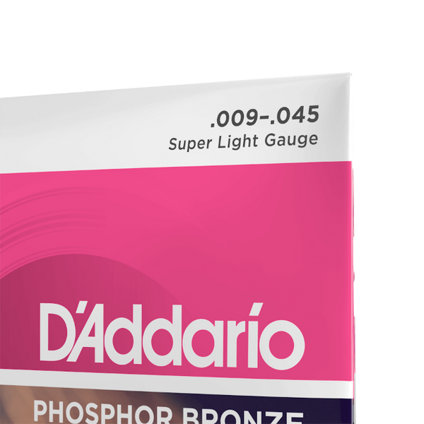 D'Addario EJ23. (2 SETS) Phosphor Bronze Super Light Acoustic Strings, Plain 'G'