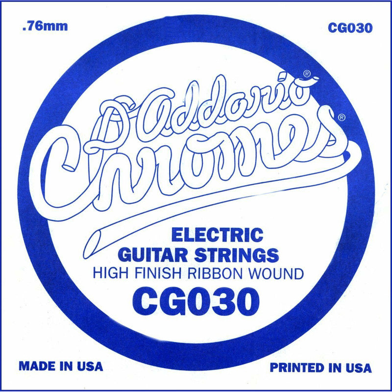 D'Addario CG030 Chrome Flatwound Electric Guitar Single Strings Gauge 030 5 Pack