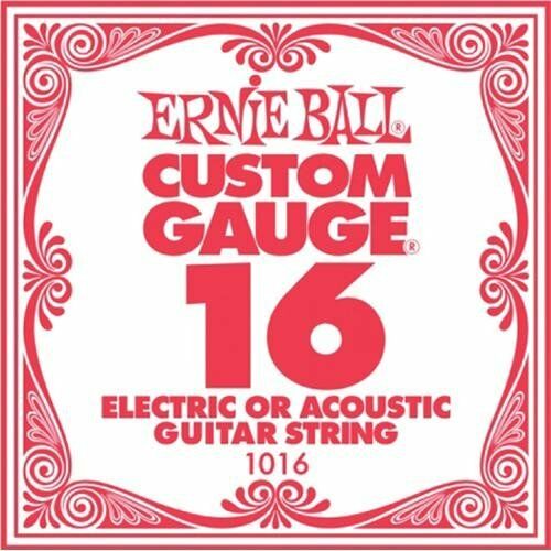 Ernie Ball .016 Custom Gauge Guitar Single Strings Electric or Acoustic Pack 6