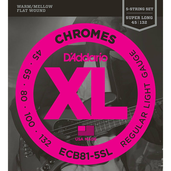 D'Addario ECB81-5SL Chromes Regular Light 045-.132 5-String Bass Guitar Strings