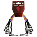 Kirlin 6" Angled Pedal Patch Cable 3-pack Multi Coloured IWC203PN-6inch