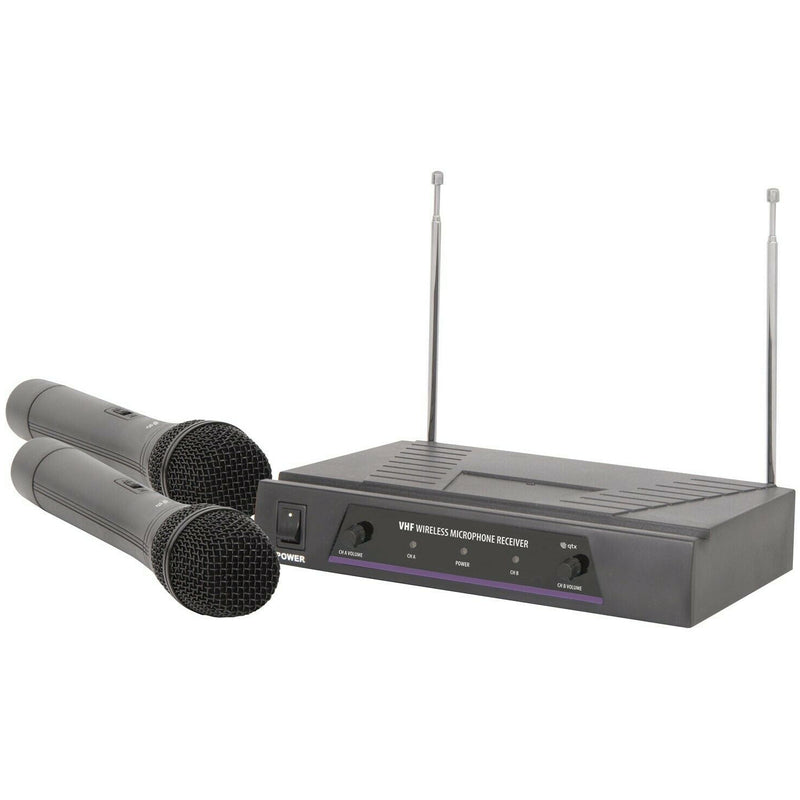 QTX Dual Handheld Microphone VHF Wireless System 173.8 + 174.8MHz