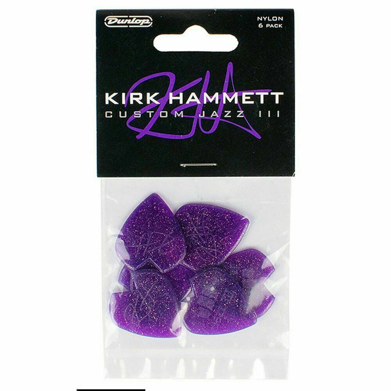 Jim Dunlop Kirk Hammett 1.38mm Custom Purple Sparkle Jazz 3 - (Bag of 6 Picks)
