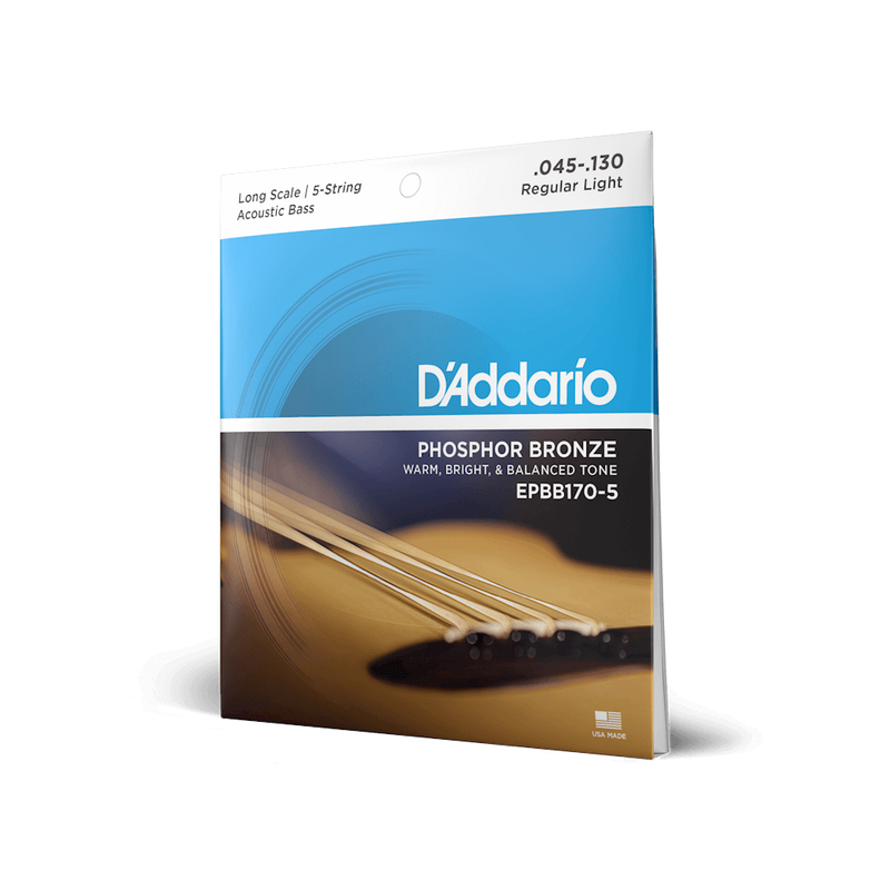 Acoustic Bass Guitar Strings, 5-String Phosphor Bronze,  D'Addario EPBB170-5