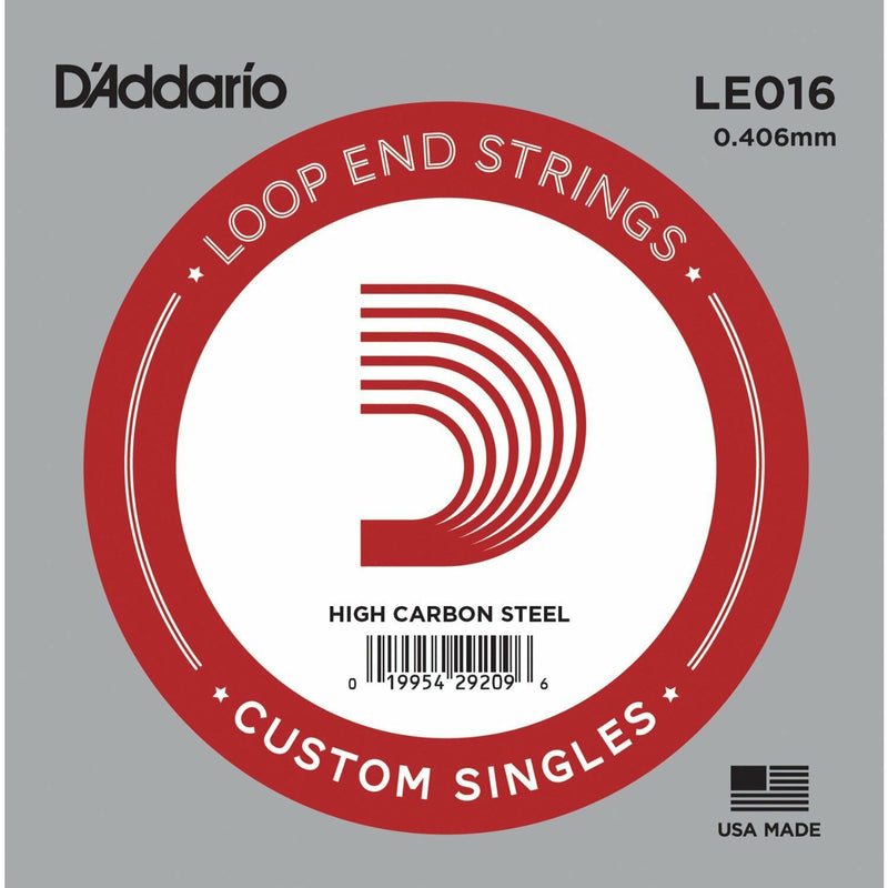 2x Single D'Addario LE016 Plain Steel Loop End Mandolin Strings. (.16 Gauge)