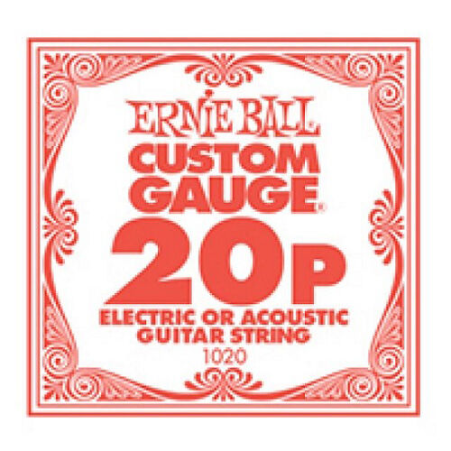 Ernie Ball .020P Custom Gauge Guitar Single Strings Electric or Acoustic Pack 6