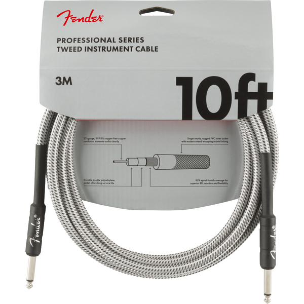 Fender Professional Series Instrument Cable, 10', White Tweed P/N 0990820063