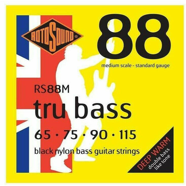 Rotosound RS88M Tru Bass Black Nylon Bass Guitar Strings 65-115 Medium Scale