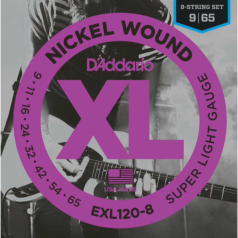 D'addario EXL120-8 Nickel Wound, 8-String, Super Light, 9-65