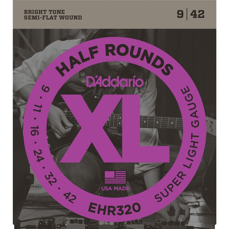 D'Addario EHR320 Half Rounds Stainless Steel Electric Guitar Strings 9-42