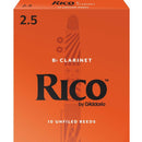 Rico by D'addario Bb Clarinet Reeds 10 Pack Strength  2.5 RCA1025