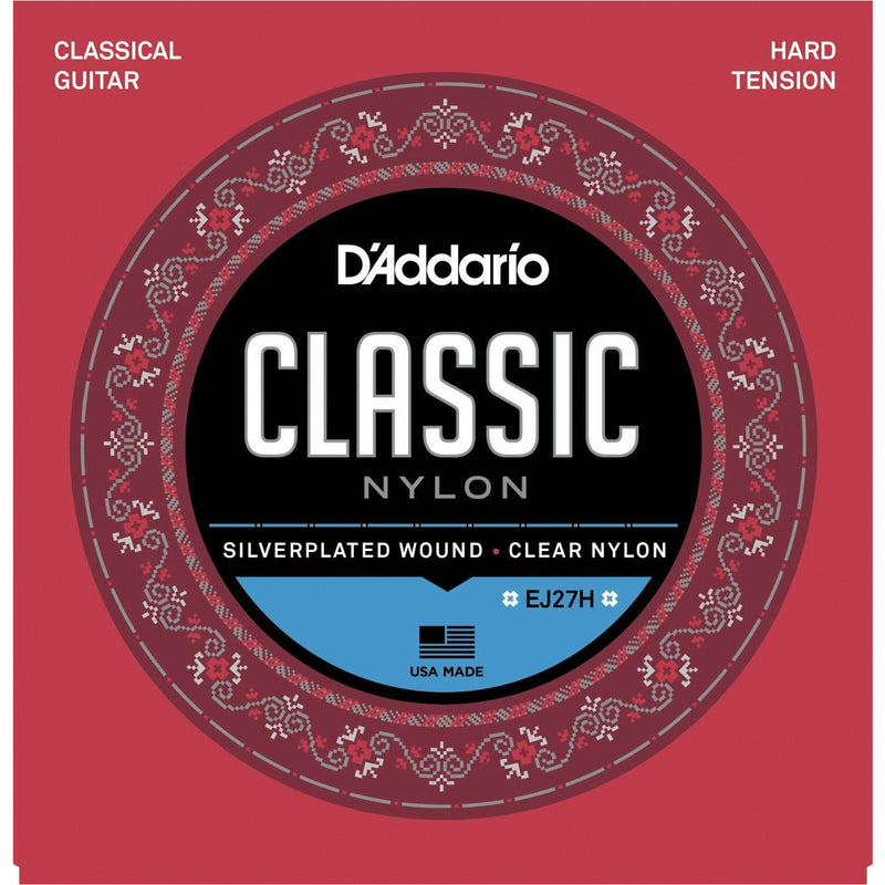 Classical Guitar Strings By D'Addario. EJ27H Nylon Hard Tension, Set Of 6.