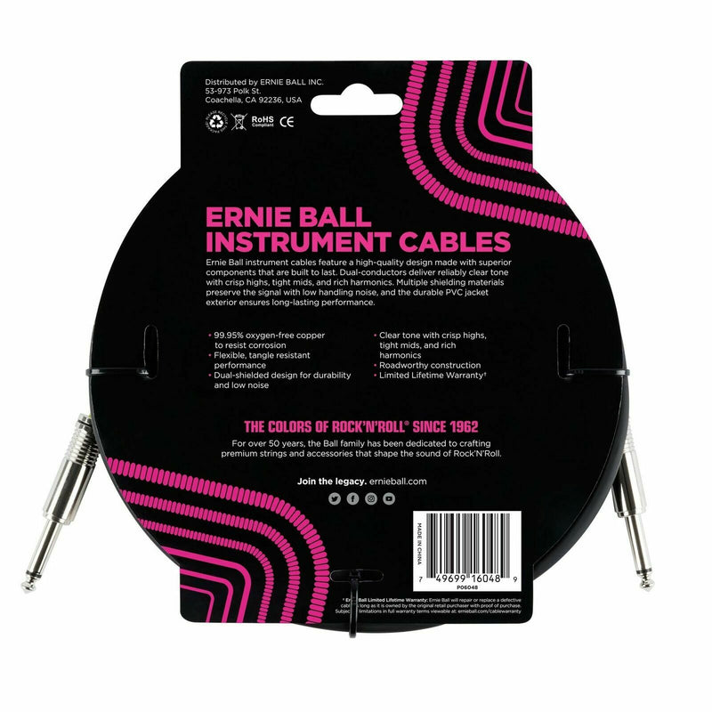 Ernie Ball Ultraflex 10FT Straight/Straight Instrument Cable - Black P/N P06048