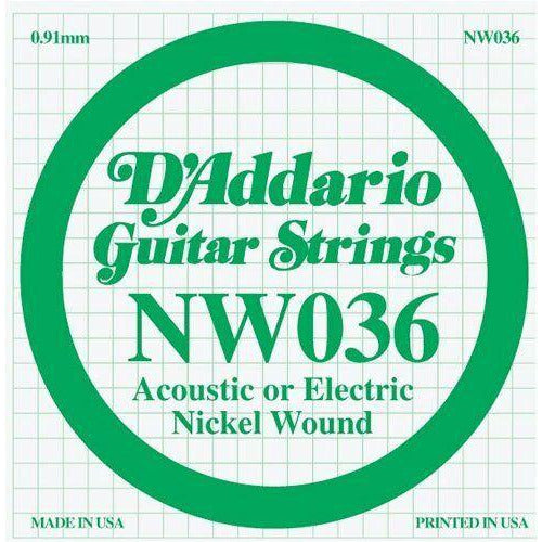 D'Addario Nickel Wound Single Guitar Strings 5 X 036.P/No:-NW036