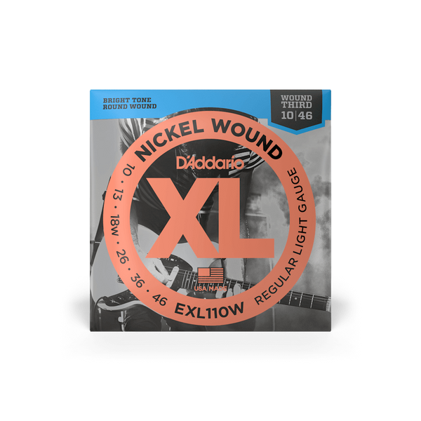 Electric Guitar Strings, Wound 3rd 'G' , D'Addario EXL110w, 10-46 Gauge