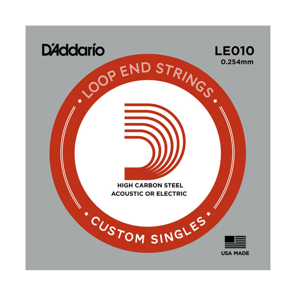 2x D'Addario LE010 Plain Steel Loop End Mandolin Strings (.10 Gauge )