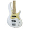 Aria RSB 618/4 Bass, White + Anodised Gold Scratchplate. Maple Neck/Fretboard