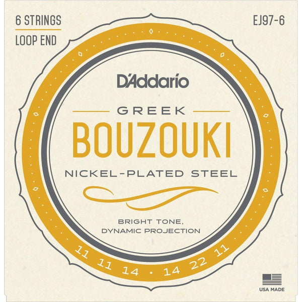 D'Addario EJ97-6 Nickel Wound Greek Tuning Bouzouki Strings. 6-String Loop End