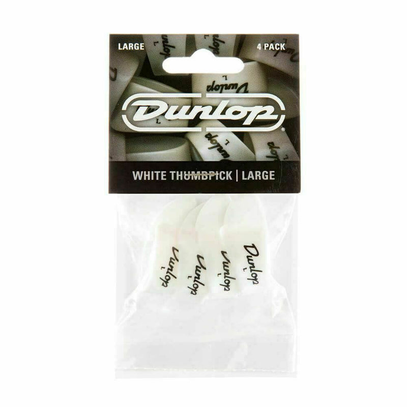 Plectrums By Dunlop Thumb pick, Large, White Plastic, 4 Pack