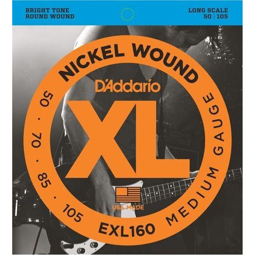 2 X D'Addario EXL160 Long Scale Bass Guitar Strings Medium Gauge 50,70 ,85 ,105