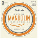 D'Addario EJ74-3D Mandolin Strings, 3 PACK, Phosphor Bronze Wound, Loop End