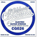 D'Addario CG026 Chrome Flatwound Electric Guitar Single Strings Gauge 026 5 Pack