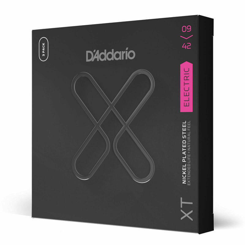 3-Pack D'Addario XT Electric Nickel Plated Steel Super Light 09-42