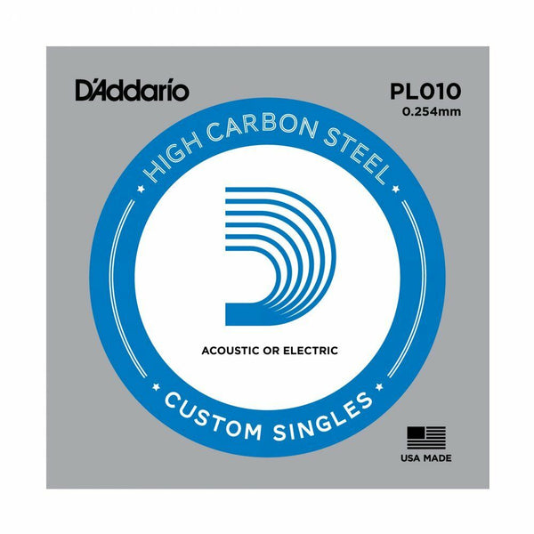 5 X D'ADDARIO PLAIN STEEL SINGLE GUITAR PL010. Electric or Acoustic 5 Pack
