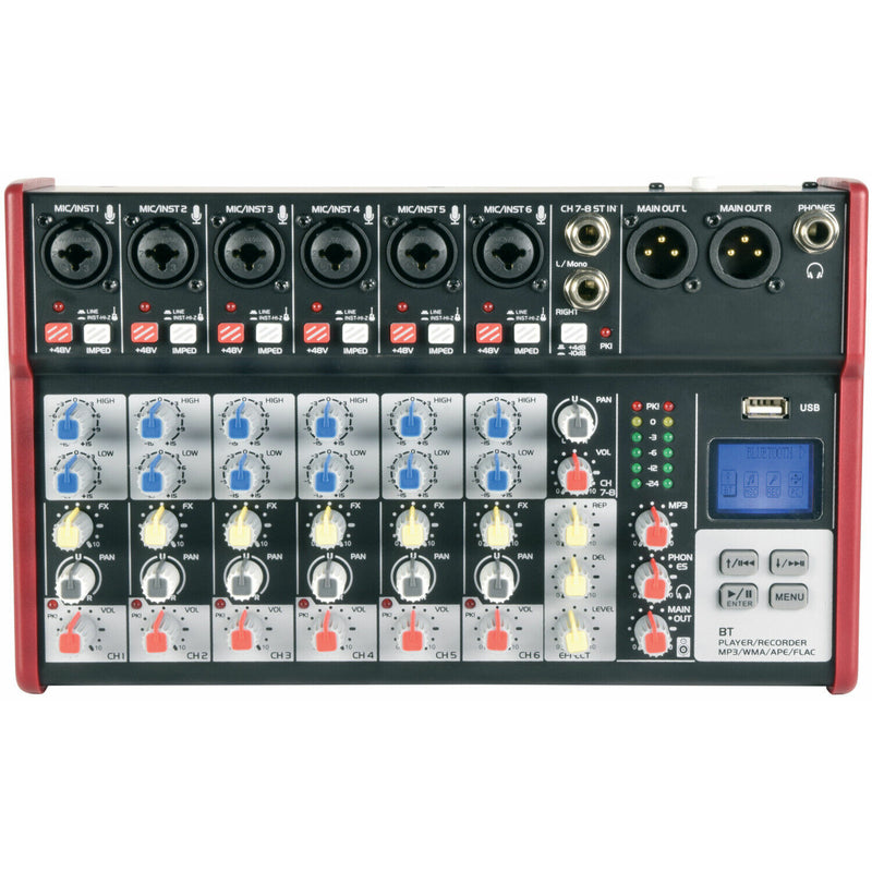 Citronic CSM-8 Mixer with USB / Bluetooth. 6 x XLR + Stereo Line In