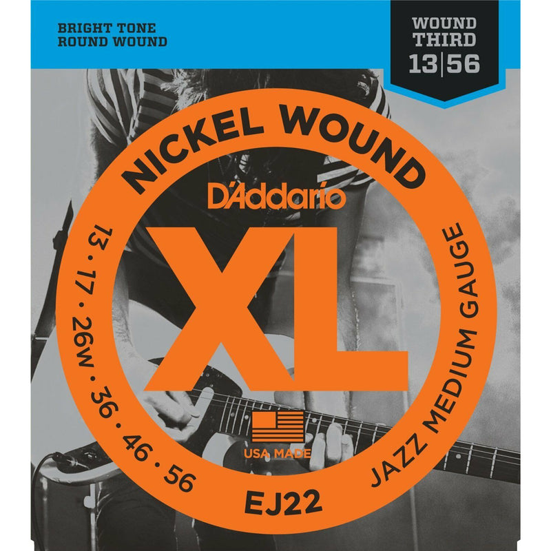 D Addario EJ22 Nickel Wound Jazz Medium 013 .056.Wound 3rd String